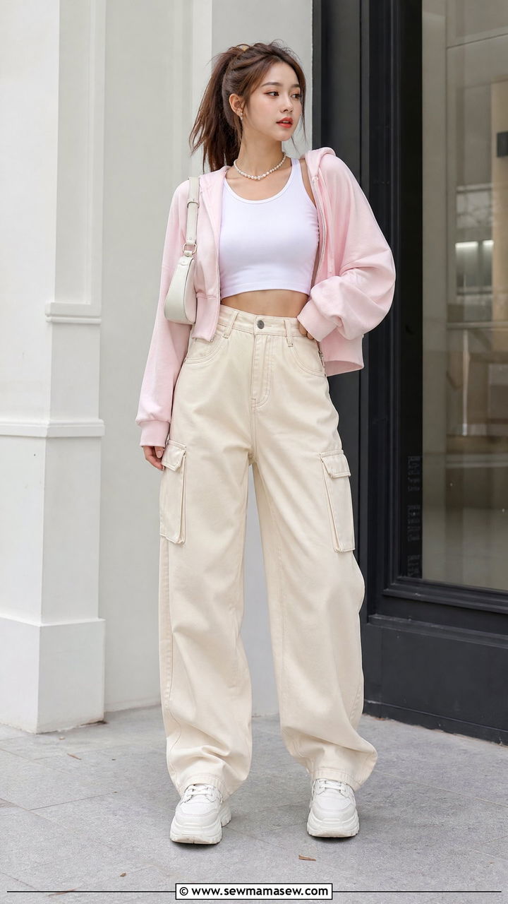 Soft Girl Crop Top With Cargo Pants - 20 soft girl crop top outfit ideas