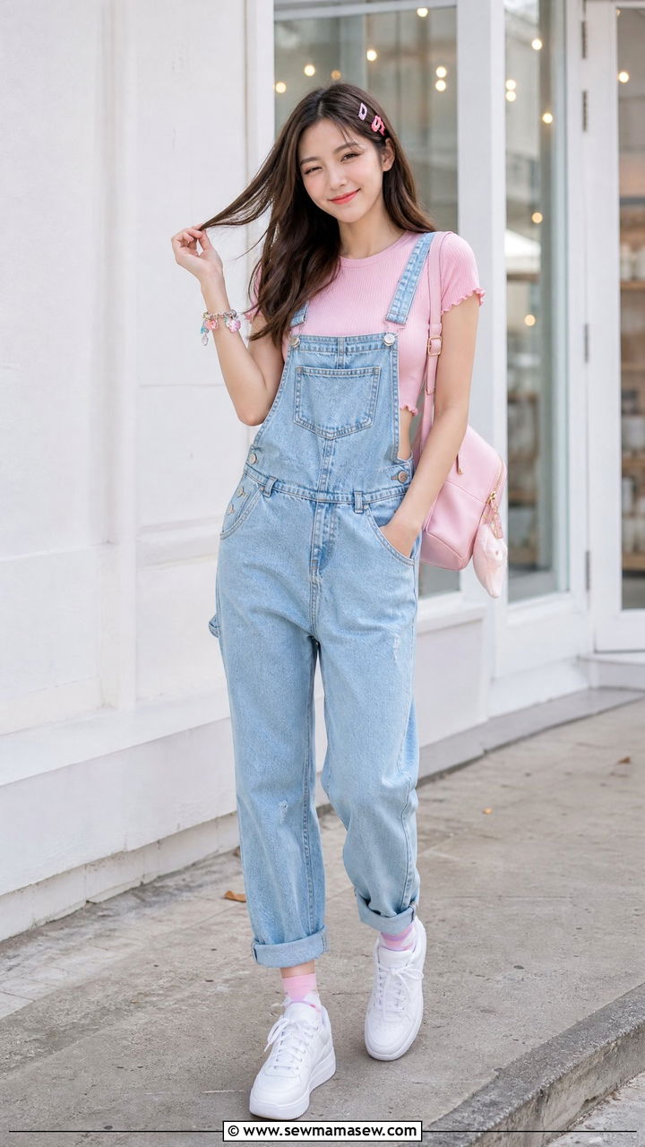 Soft Girl Crop Top With Overalls - 20 soft girl crop top outfit ideas