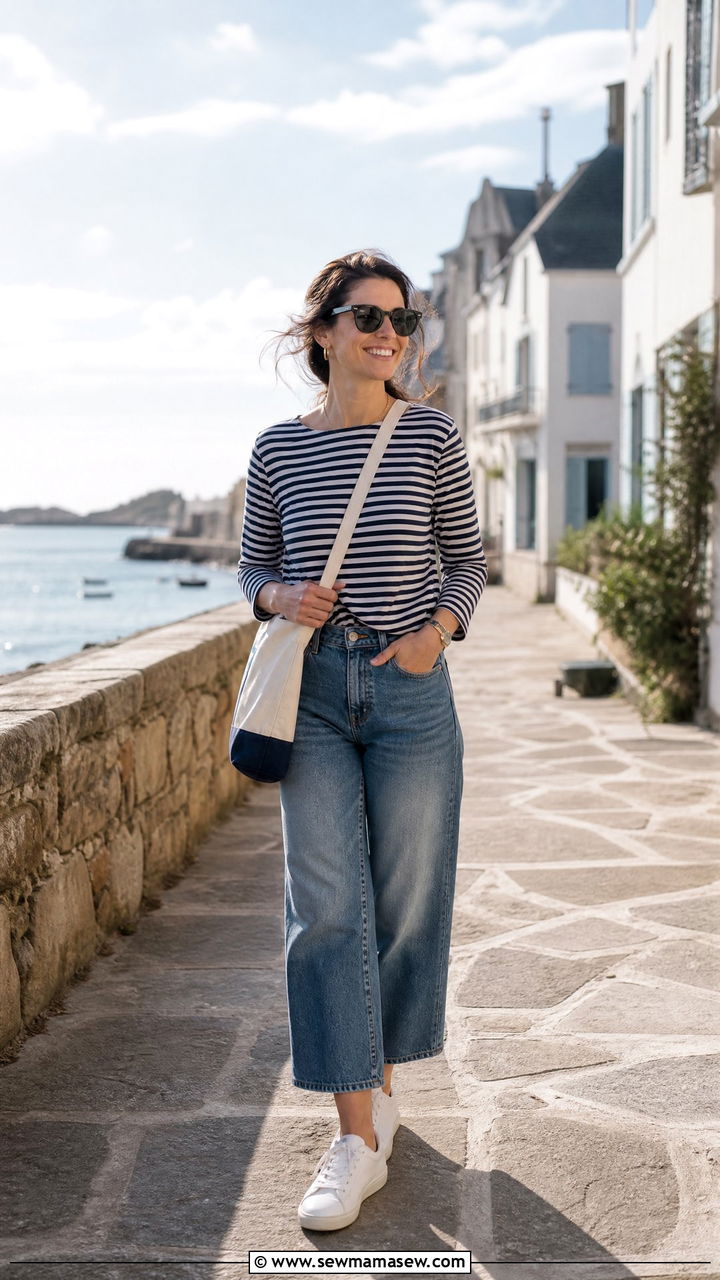 Striped Long Sleeve Spring Top Outfit - 20 spring top outfit ideas