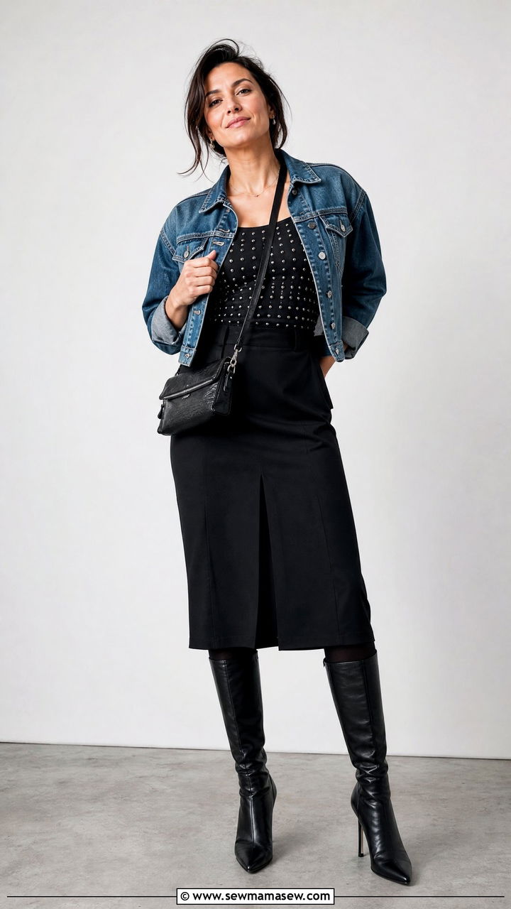 Studded Top And Black Mini Skirt Outfit - 20 edgy top outfit ideas