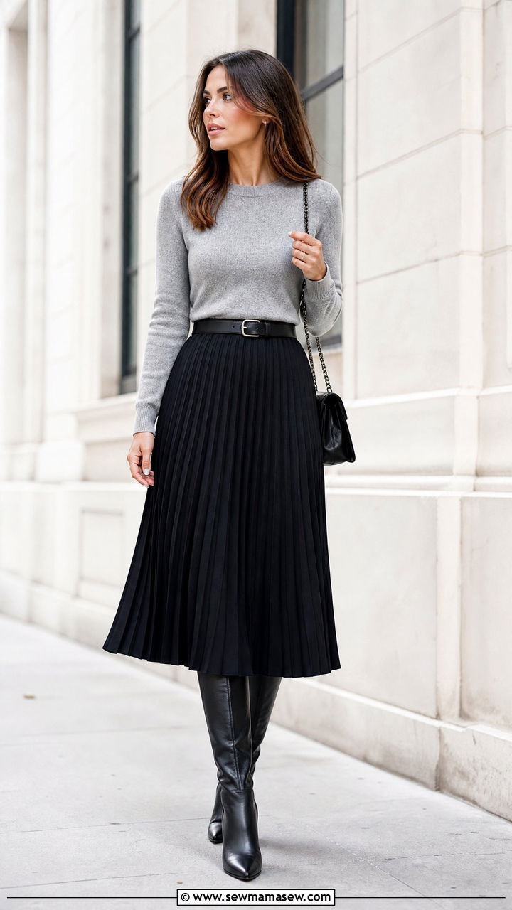 Sweater Outfit With Pleated Skirt - 20 sweater outfit ideas