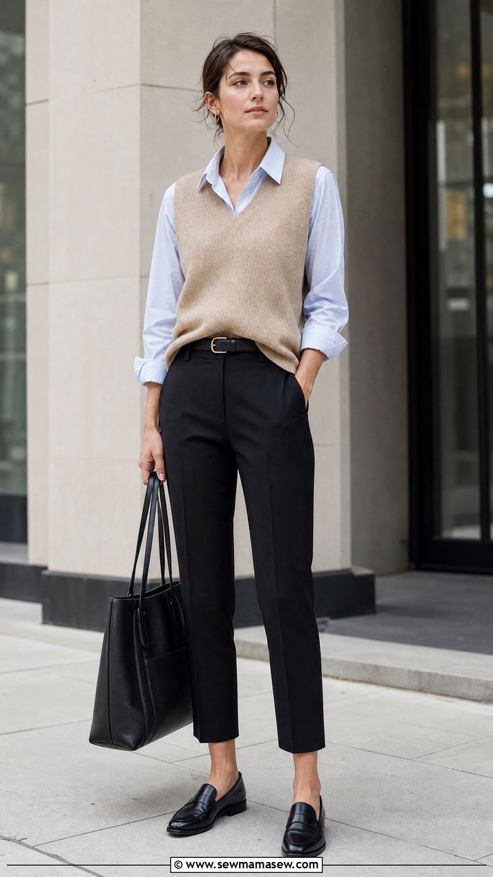 Sweater Vest With Dress Shirt And Loafers - 20 sweater vest outfit ideas