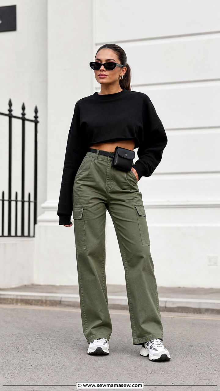 Sweatshirt With Cargo Pants - 20 sweatshirt outfit ideas