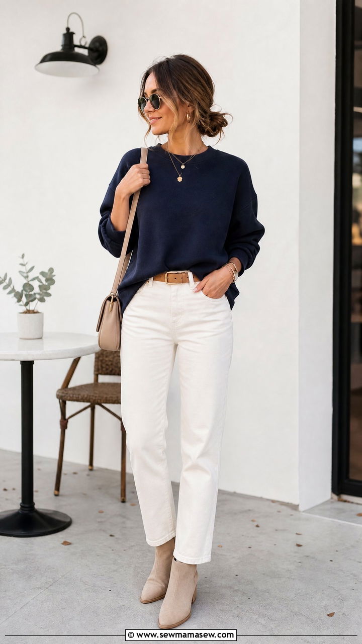 Sweatshirt With White Jeans - 20 sweatshirt outfit ideas