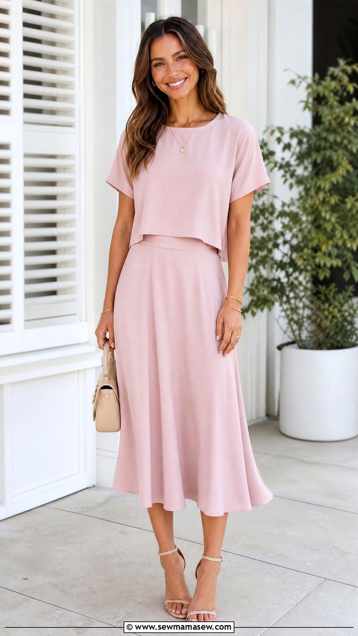 Sweetheart Neckline Top With Matching Skirt Set - 20 sweetheart neckline top outfit ideas