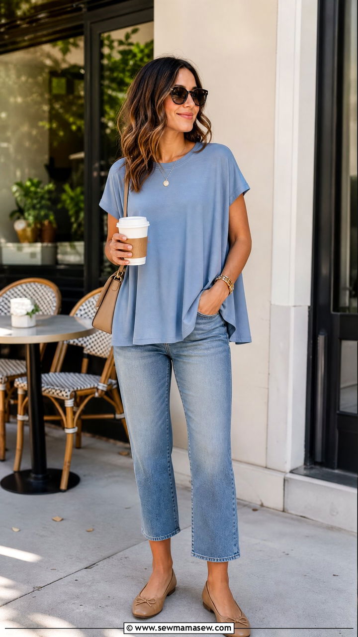 Swing Top With Cropped Jeans - 20 swing top outfit ideas