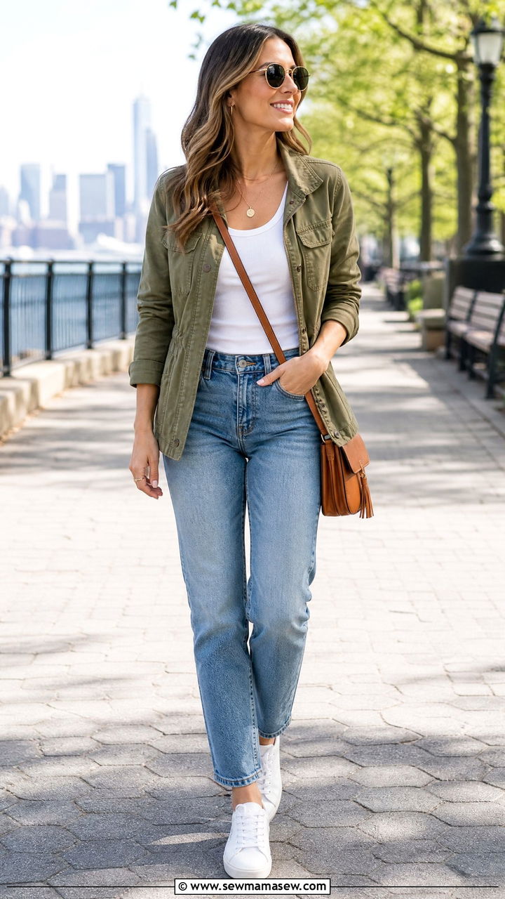 Tank Top And Utility Jacket - 20 tank top outfit ideas