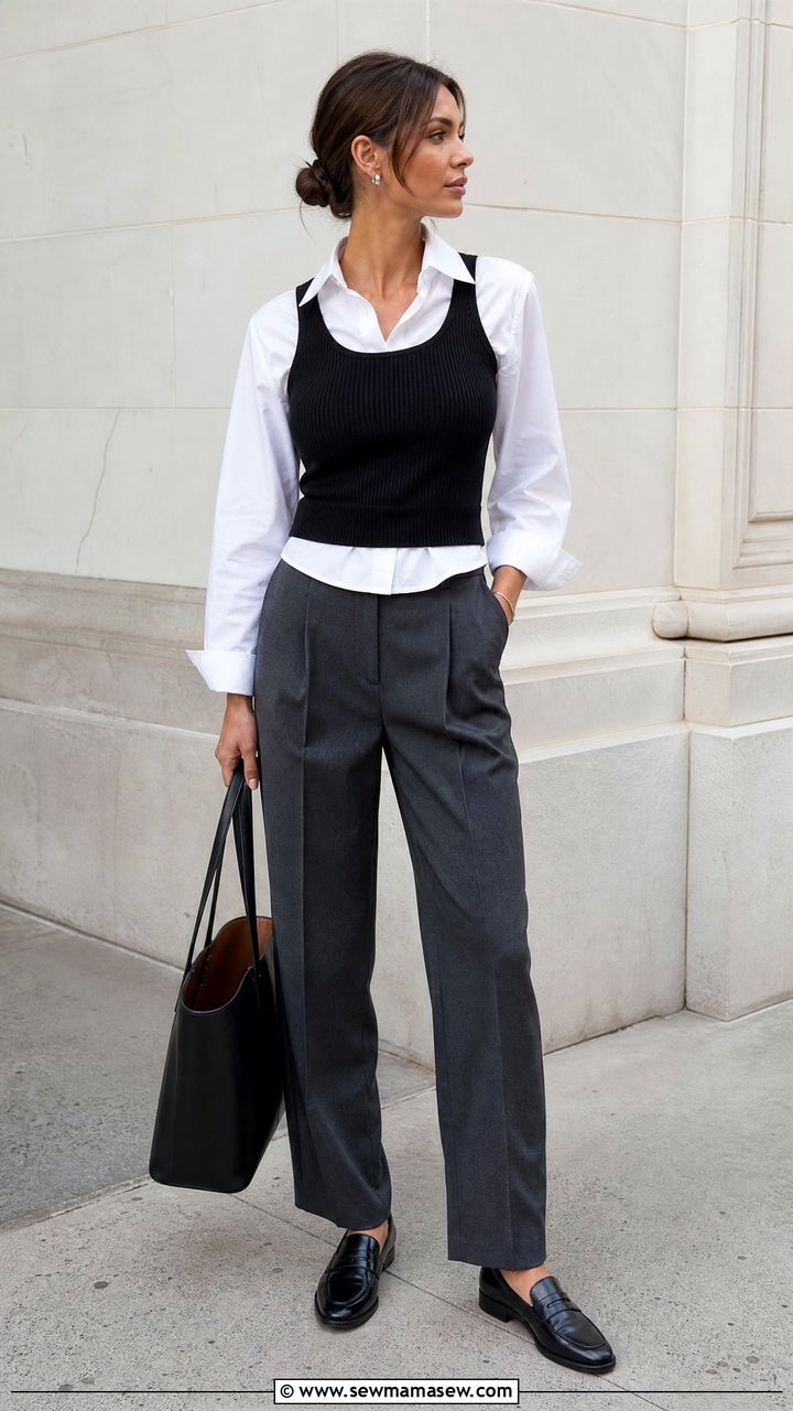 Tank Top Over Button Down Shirt Outfit - 20 layered top outfit ideas