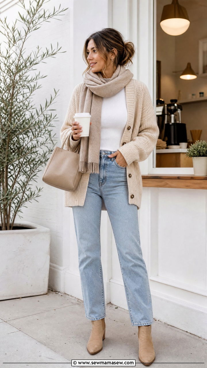 Thermal Top With Cardigan - 20 thermal top outfit ideas