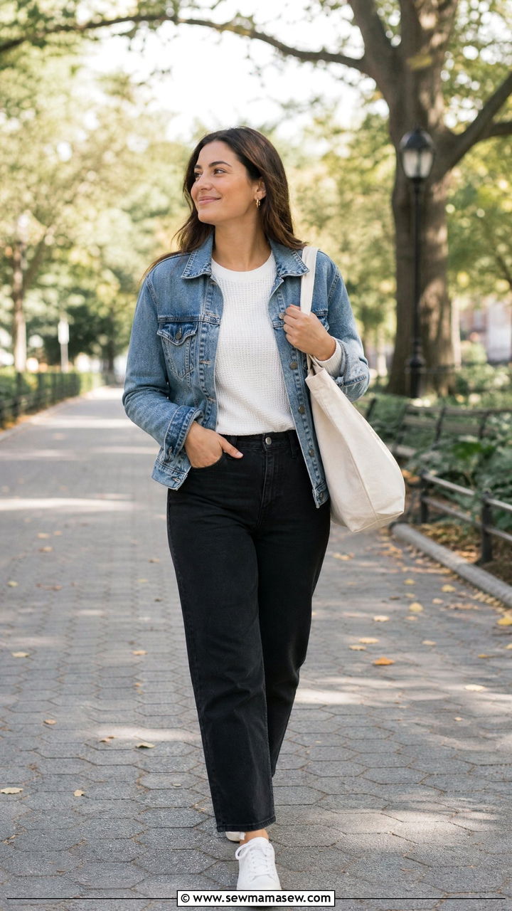Thermal Top With Denim Jacket - 20 thermal top outfit ideas