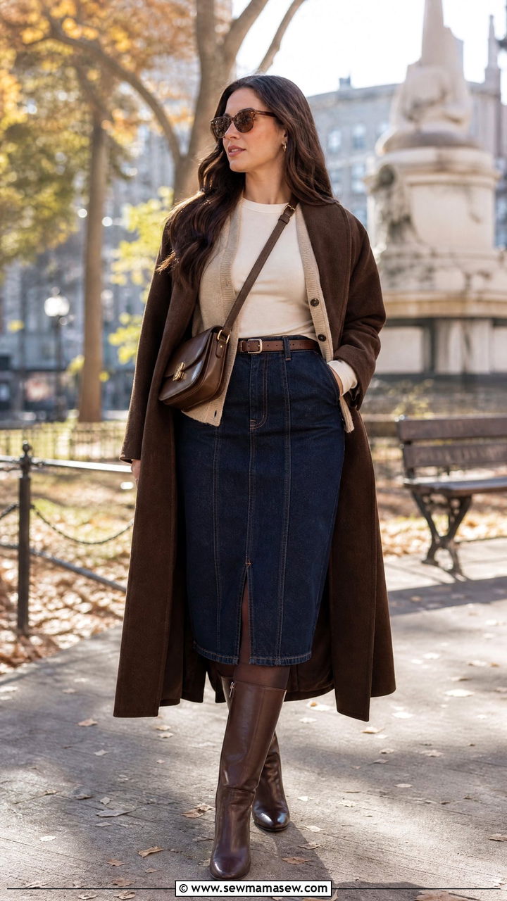 Thermal Top With Denim Skirt - 20 thermal top outfit ideas