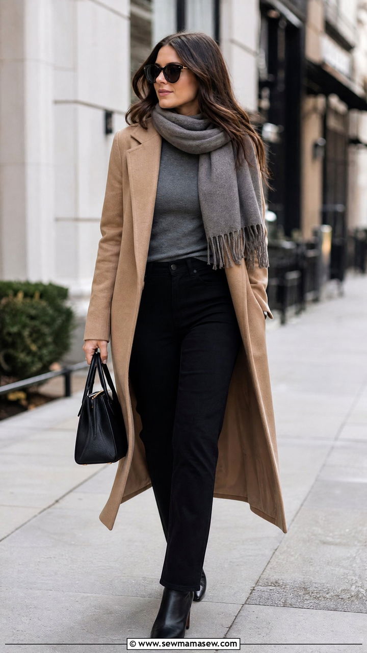 Thermal Top With Long Coat - 20 thermal top outfit ideas