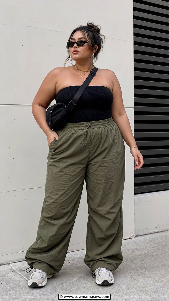 Tube Top Outfit With Parachute Pants - 20 plus size going out tube top outfit ideas