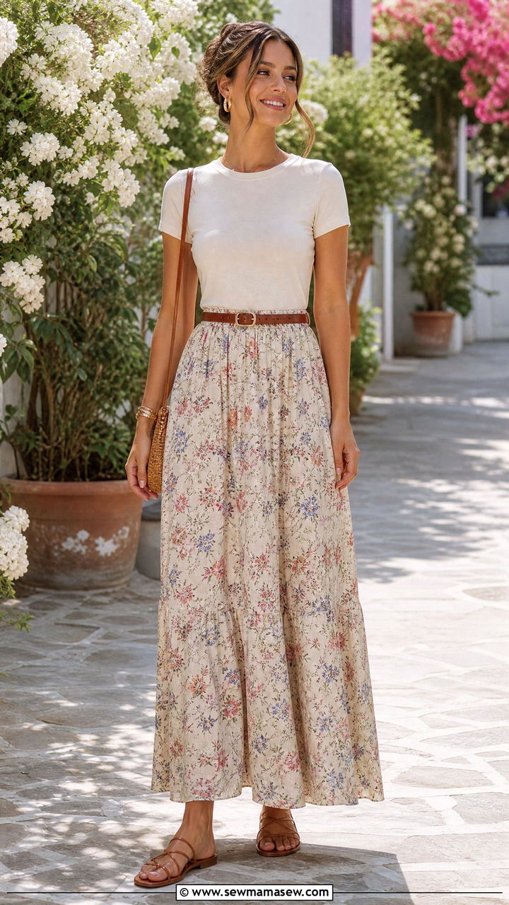 Tucked In T Shirt With Maxi Skirt - 20 tucked in t shirt outfit ideas
