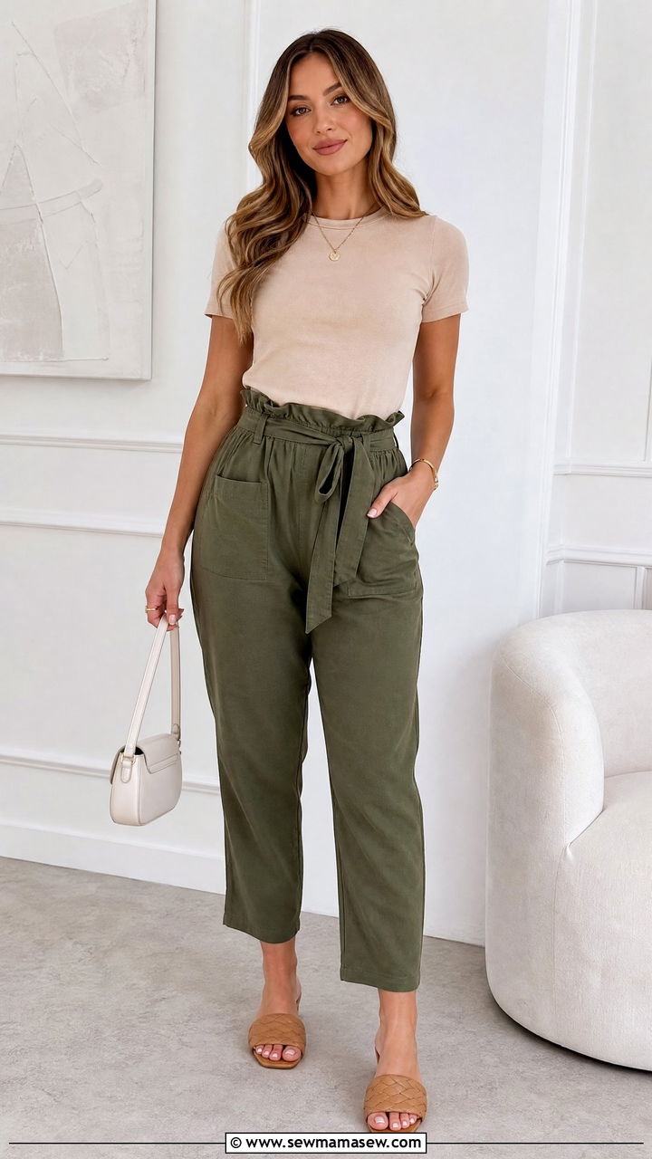 Tucked In T Shirt With Paperbag Waist Pants - 20 tucked in t shirt outfit ideas