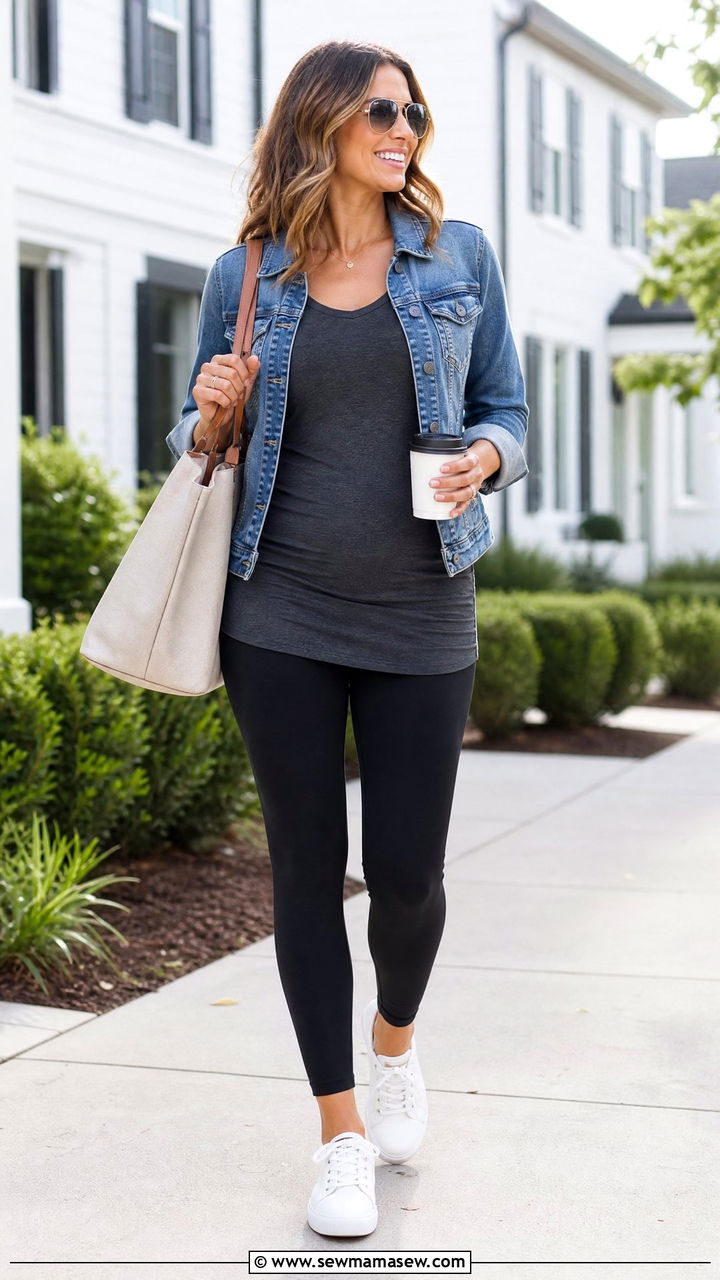 Tummy Control Tunic Top With Leggings - 20 tummy control top outfit ideas