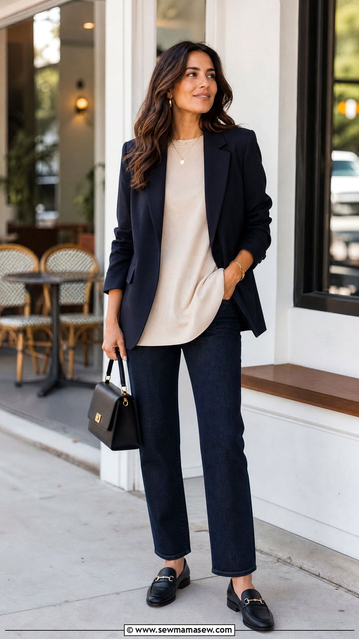 Tunic Top With Blazer And Jeans - 20 tunic top outfit ideas