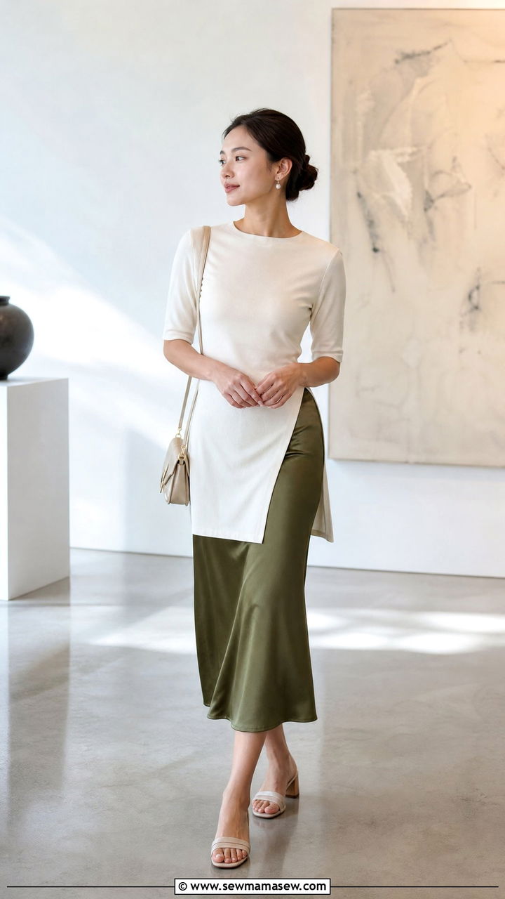 Tunic Top With Midi Skirt - 20 tunic top outfit ideas