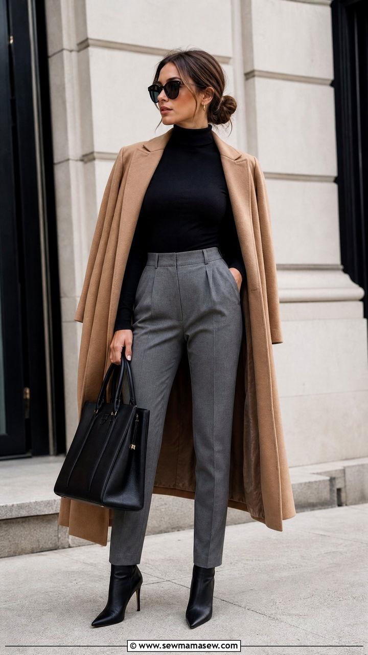 Turtleneck Bodysuit With Tailored Pants - 20 bodysuit outfit ideas