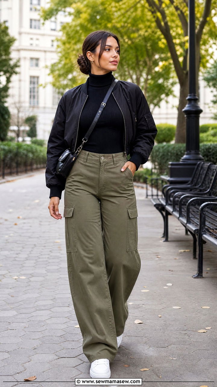 Turtleneck Top With Cargo Pants - 20 turtleneck top outfit ideas