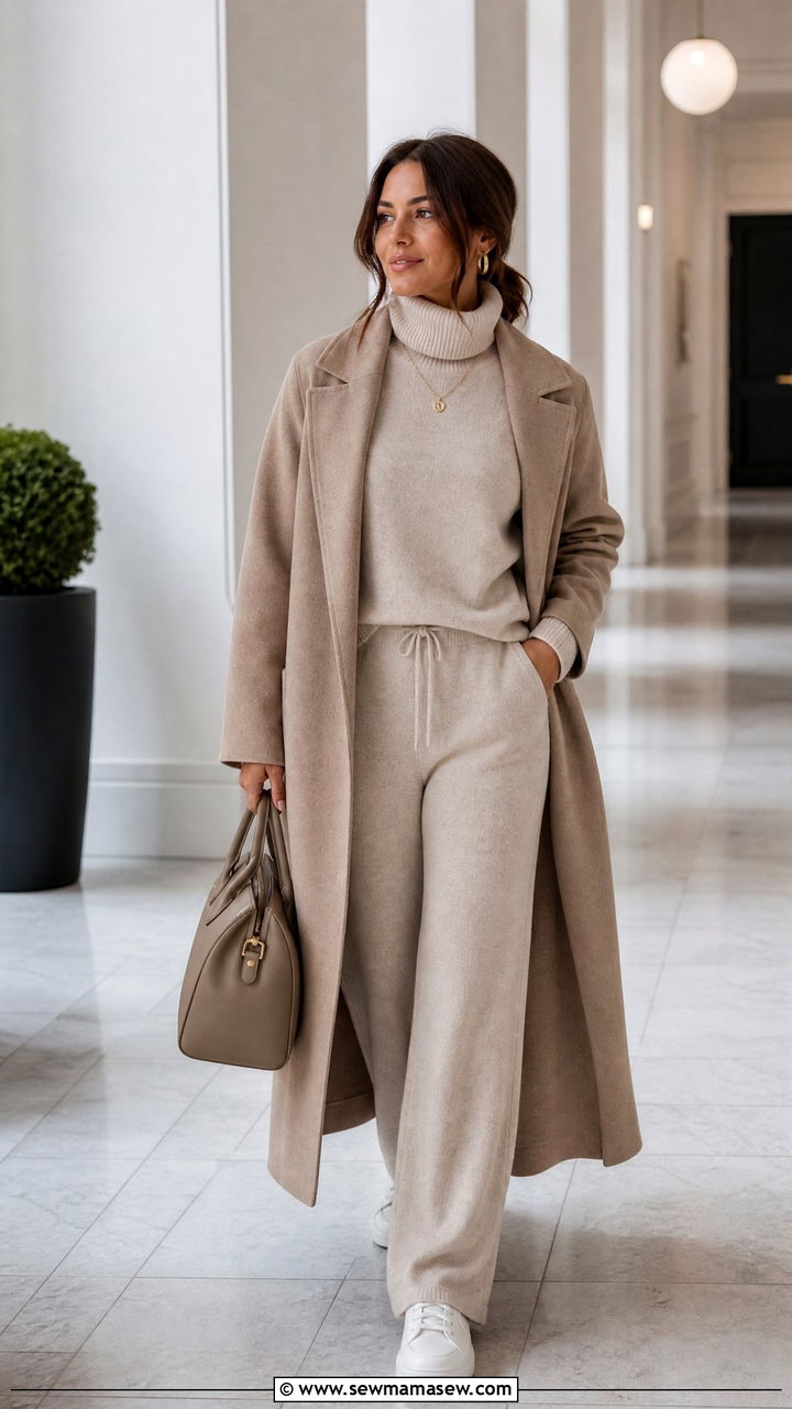 Turtleneck Top With Matching Knit Pants - 20 turtleneck top outfit ideas
