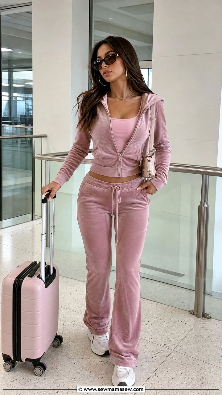Velour Zip Hoodie With Tank Top Outfit - 20 y2k top outfit ideas