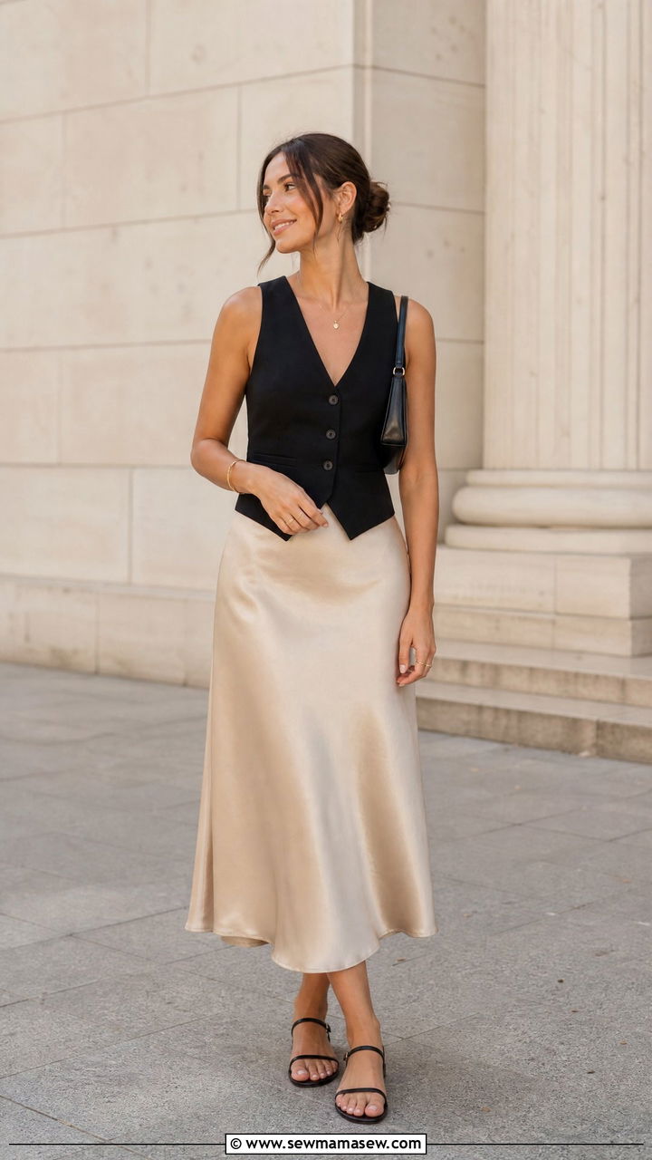 Vest Top With Slip Skirt - 20 vest top outfit ideas
