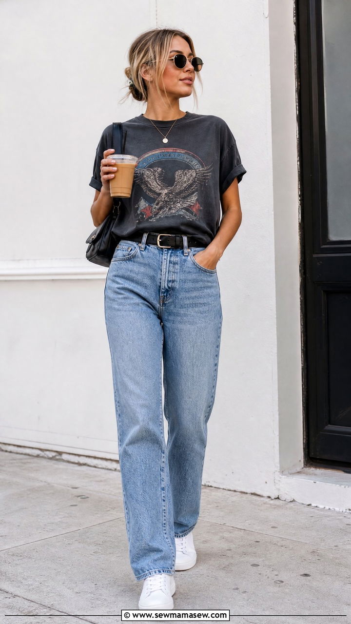 Vintage Graphic Tee Outfit - 20 vintage top outfit ideas