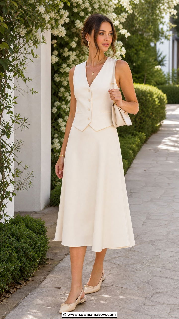 Waistcoat Top With A Matching Skirt - 20 waistcoat top outfit ideas