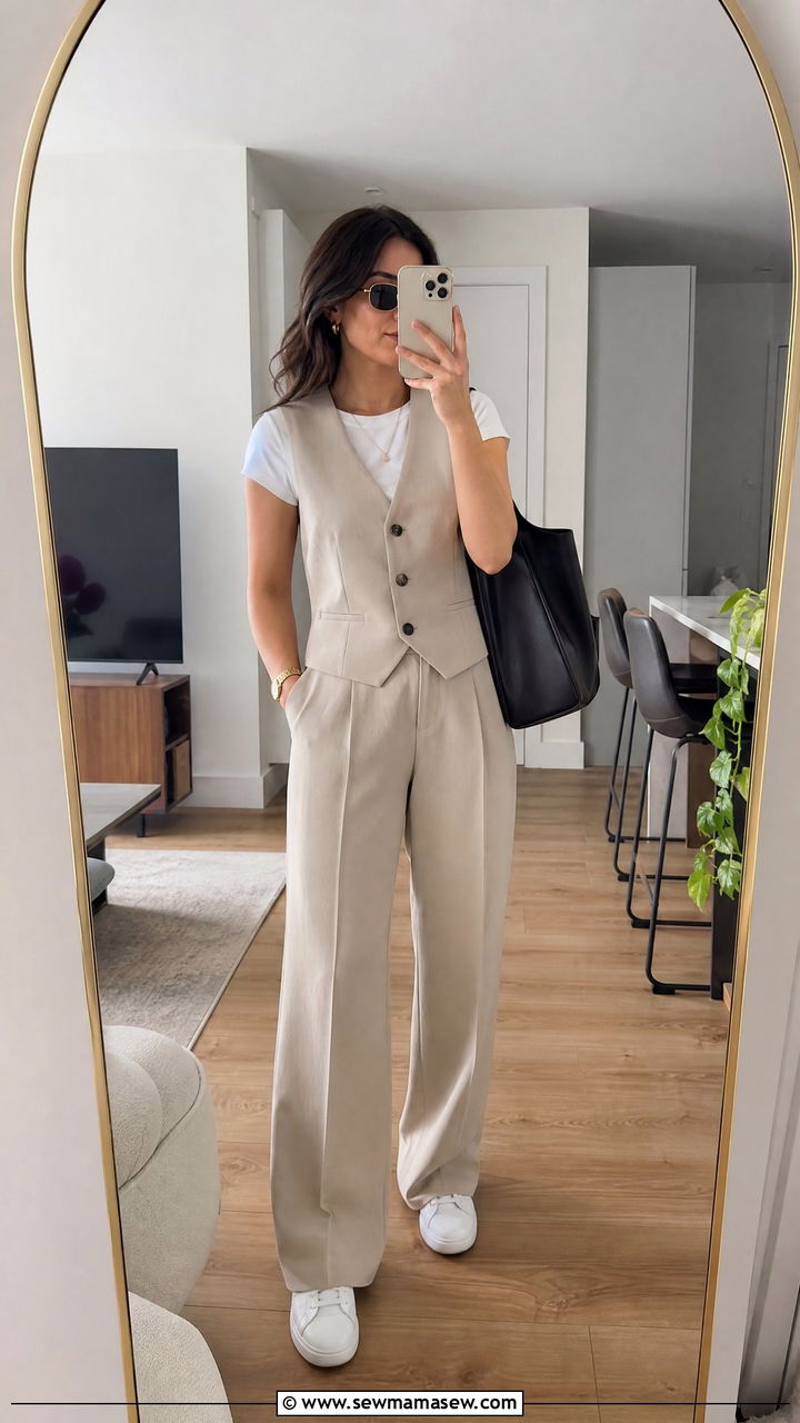 Waistcoat Top With A T Shirt And Trousers - 20 waistcoat top outfit ideas