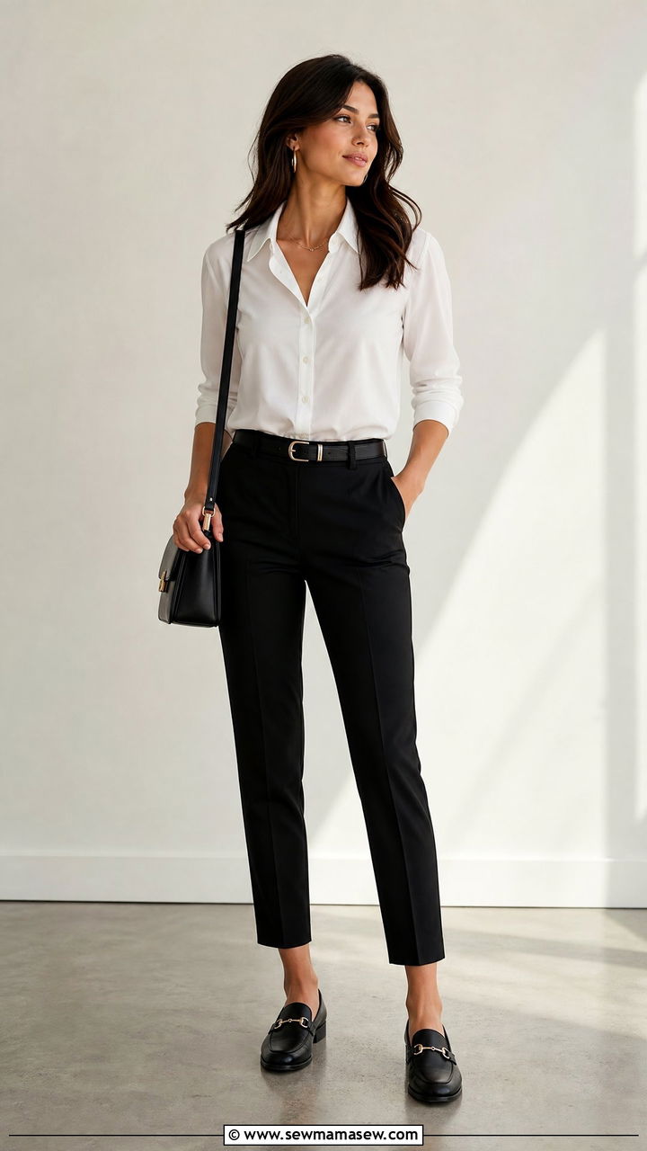 White Blouse With Black Pants - 20 white blouse outfit ideas