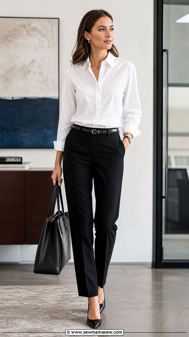 White Button Down Shirt Work Outfit - 20 work top outfit ideas