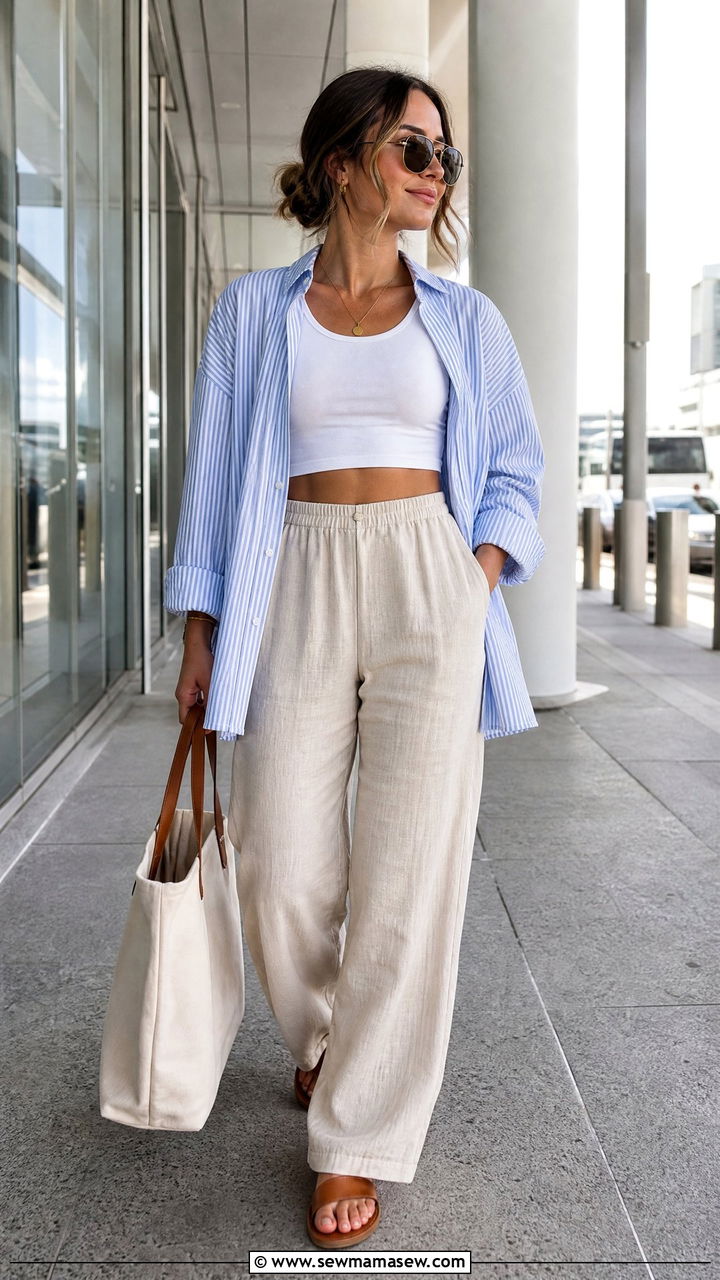 White Crop Top With Button Down Shirt Outfit - 20 white crop top summer outfit ideas