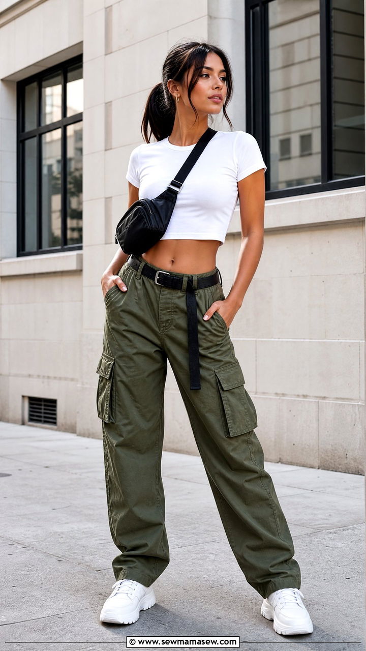 White T Shirt And Cargo Pants - 20 white t shirt outfit ideas