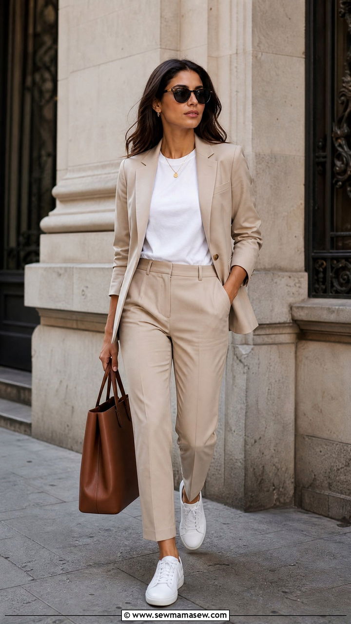 White T Shirt And Suit - 20 white t shirt outfit ideas