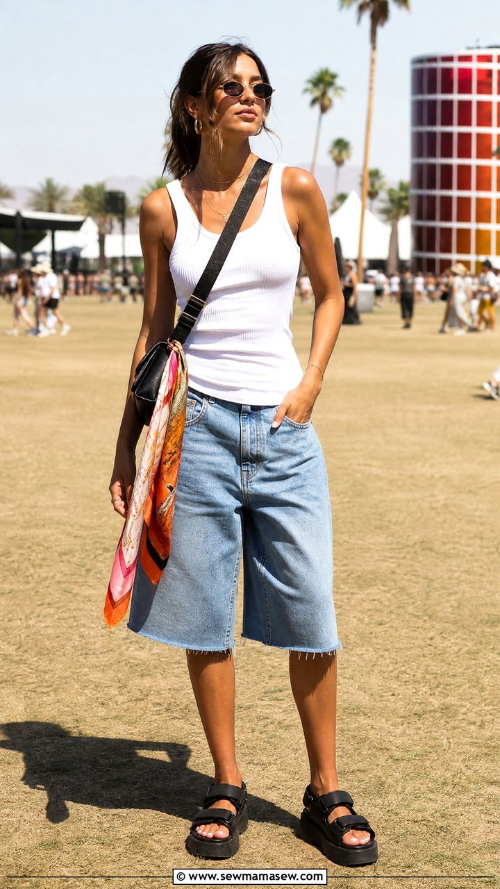 White Tank Festival Top Outfit - 20 festival top outfit ideas