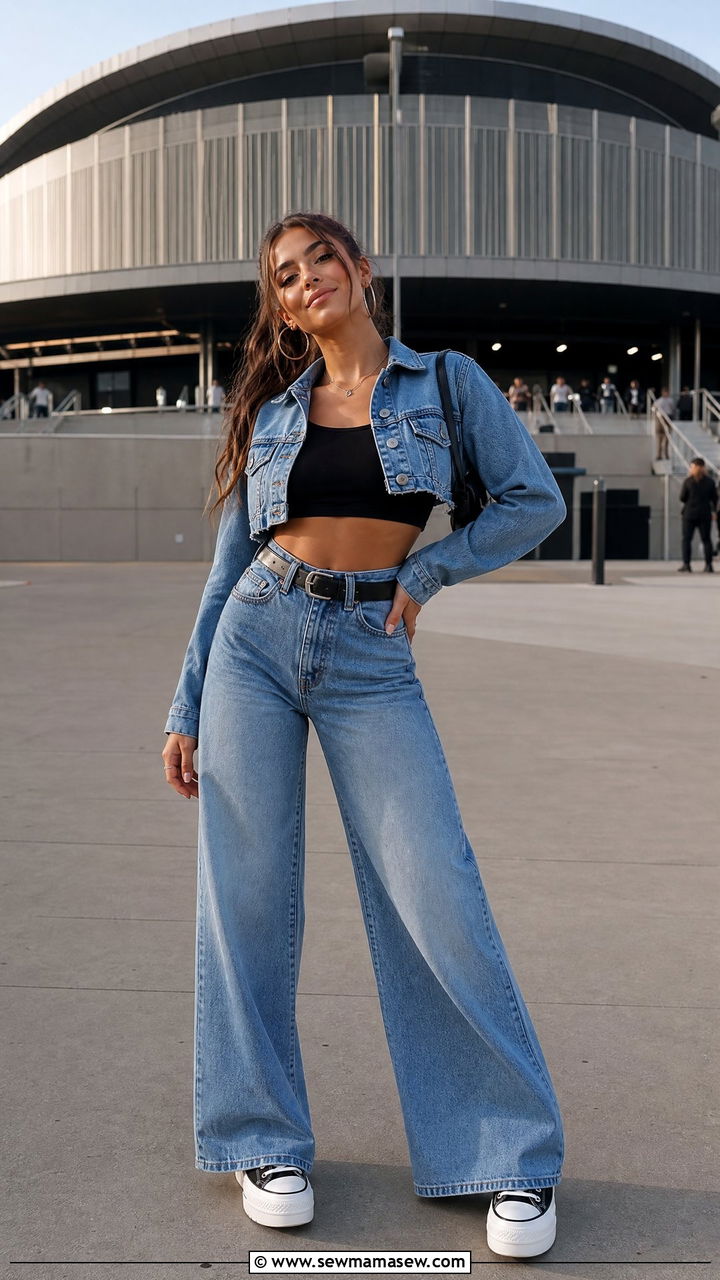 Wide Leg Jeans And Crop Top Concert Outfit - 20 crop top concert outfit ideas