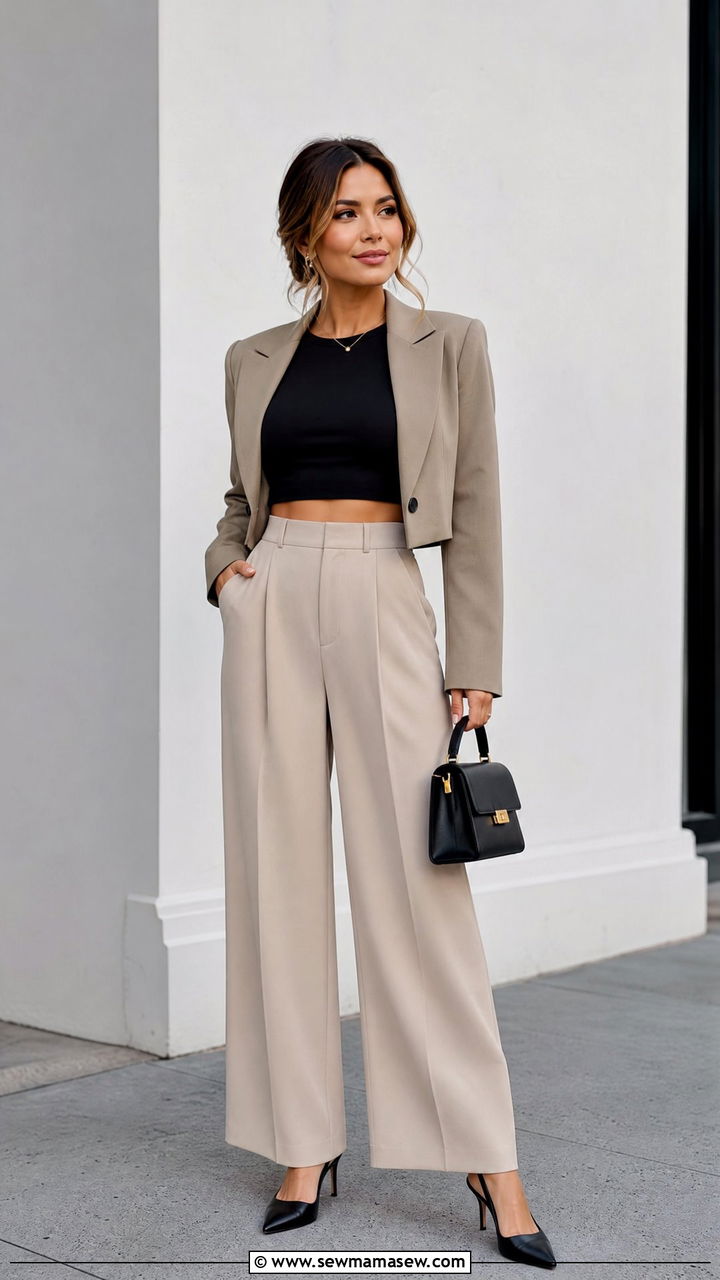 Wide Leg Pants Crop Top Outfit - 20 crop top outfits for petite
