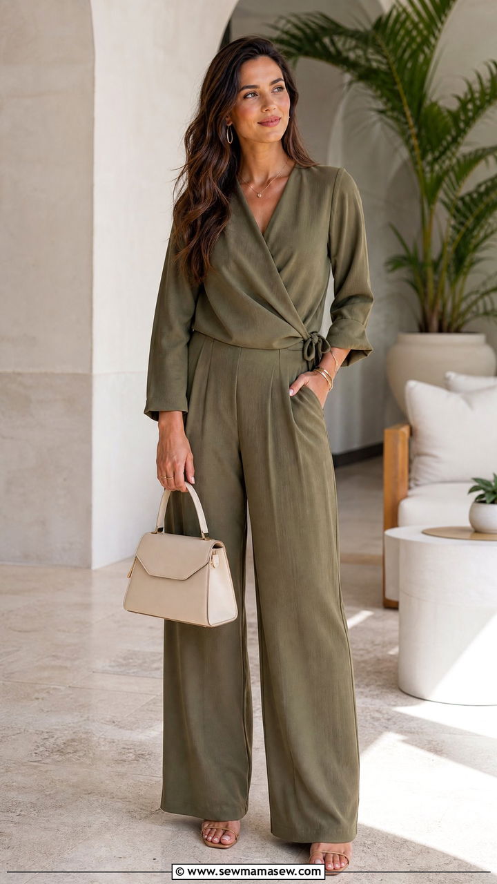 Wrap Blouse With Matching Pants - 20 wrap blouse outfit ideas