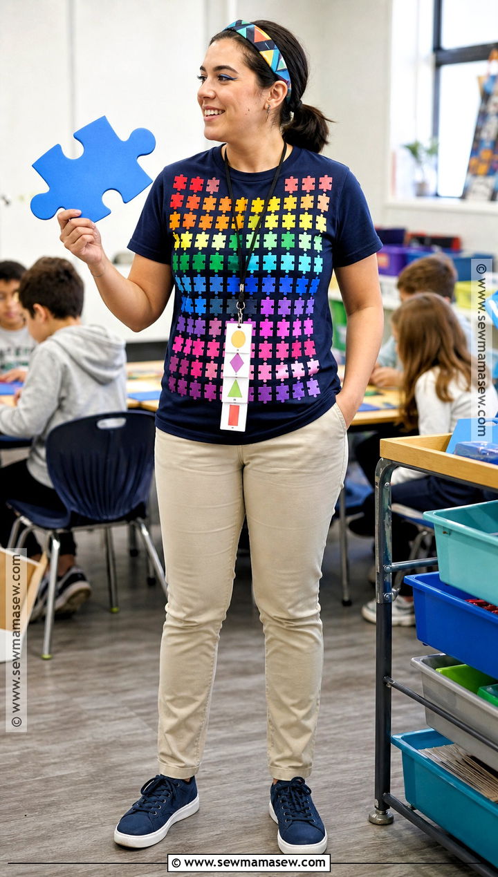 100 Puzzle Pieces Teacher Shirt Costume - 30 100 days of school dress up ideas for teachers