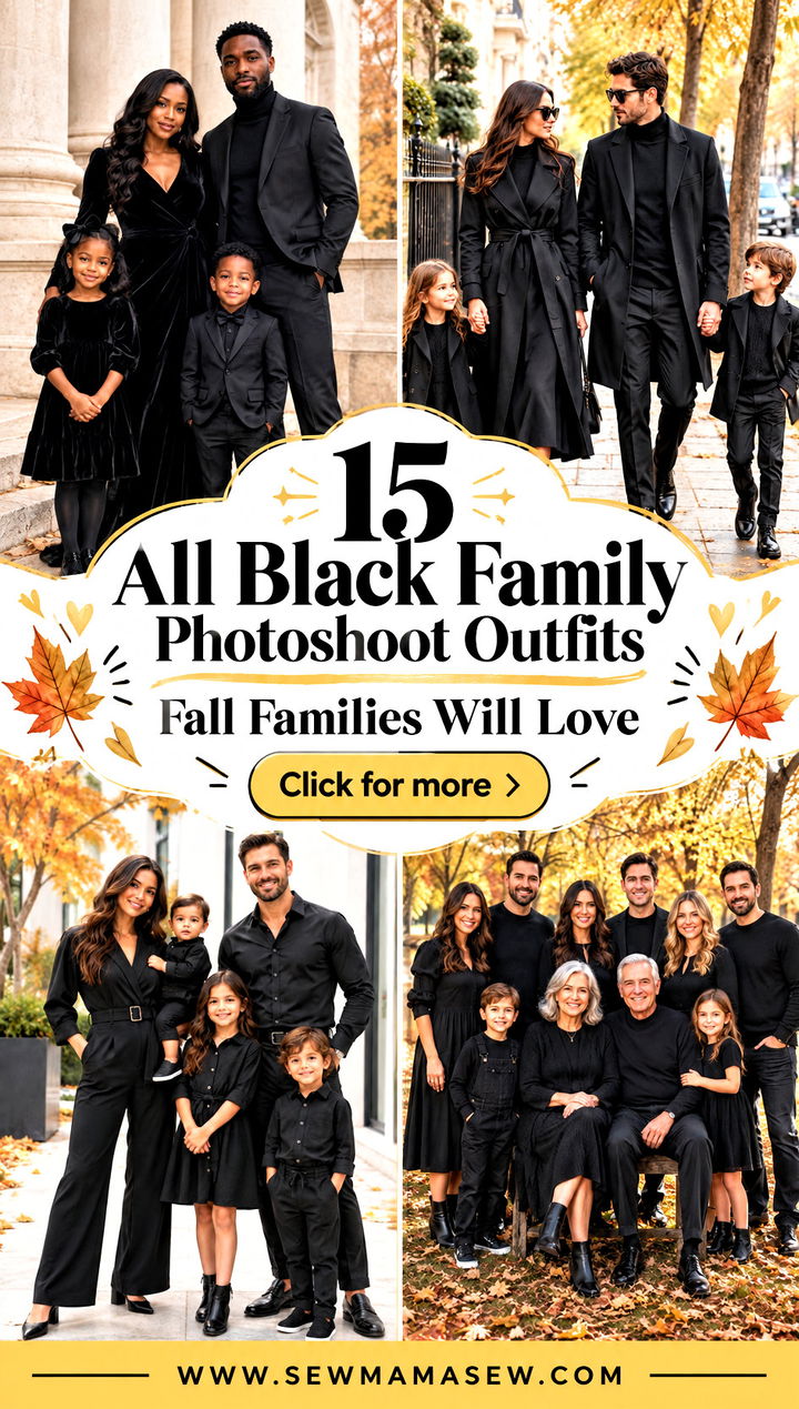 15 All Black Family Photoshoot Outfits Fall Families Will Love - 15 All Black Family Photoshoot Outfits Fall Families Will Love