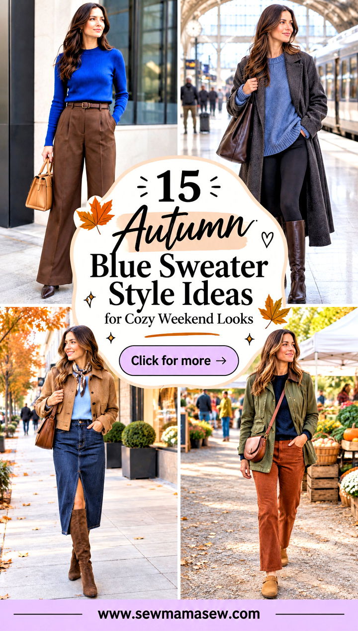 15 Autumn Blue Sweater Style Ideas for Cozy Weekend Looks - 15 Autumn Blue Sweater Style Ideas for Cozy Weekend Looks