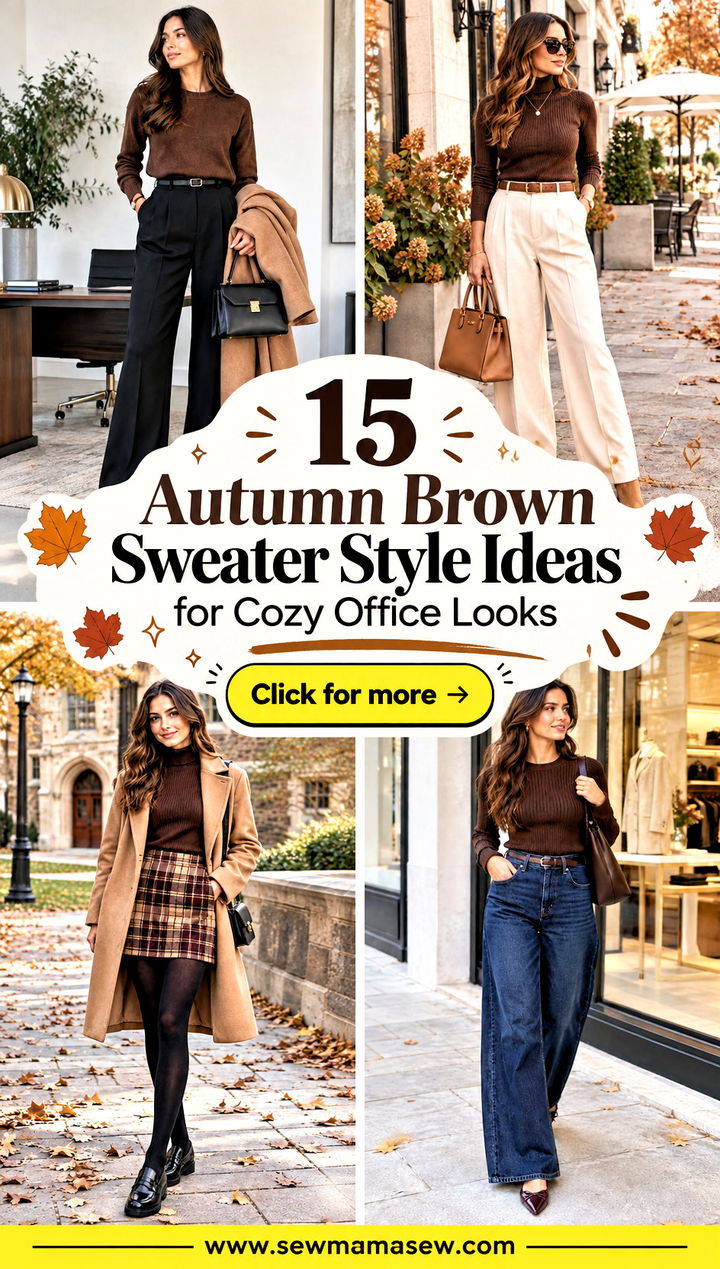 15 Autumn Brown Sweater Style Ideas for Cozy Office Looks - 15 Autumn Brown Sweater Style Ideas for Cozy Office Looks