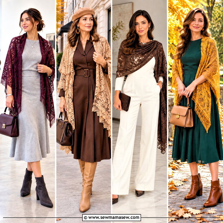 15 Autumn Color Lace Shawl Ideas for Romantic Fall Layers