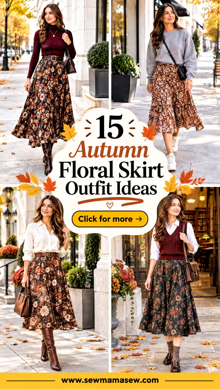 15 Autumn Floral Skirt Outfit Ideas for Charming Weekends - 15 Autumn Floral Skirt Outfit Ideas for Charming Weekends