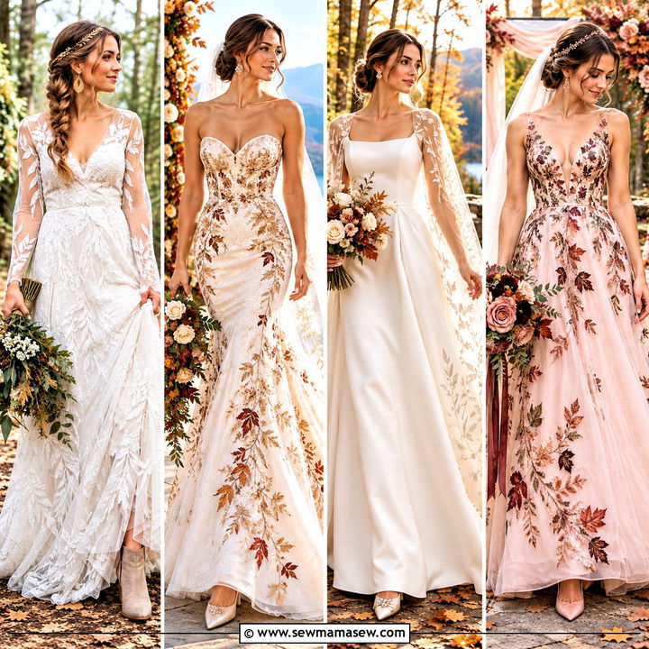 15 Autumn Leaf Wedding Dress Ideas for Romantic Fall Vows
