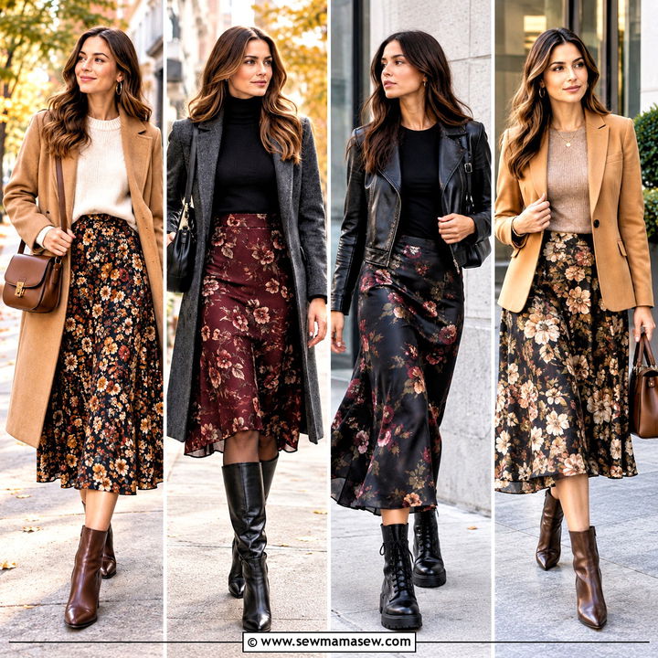 15 Autumn Outfit With Floral Skirt And Boots: Romantic Looks