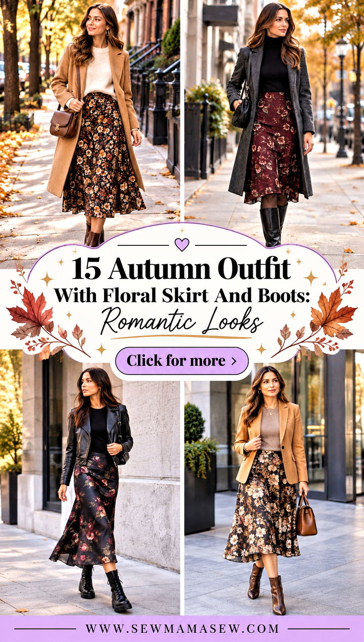 15 Autumn Outfit With Floral Skirt And Boots Romantic Looks - 15 Autumn Outfit With Floral Skirt And Boots: Romantic Looks