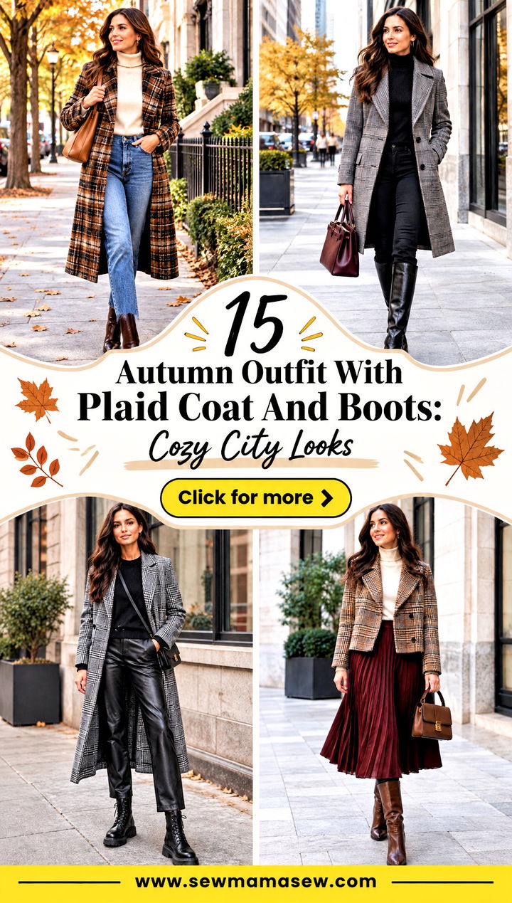 15 Autumn Outfit With Plaid Coat And Boots Cozy City Looks - 15 Autumn Outfit With Plaid Coat And Boots: Cozy City Looks