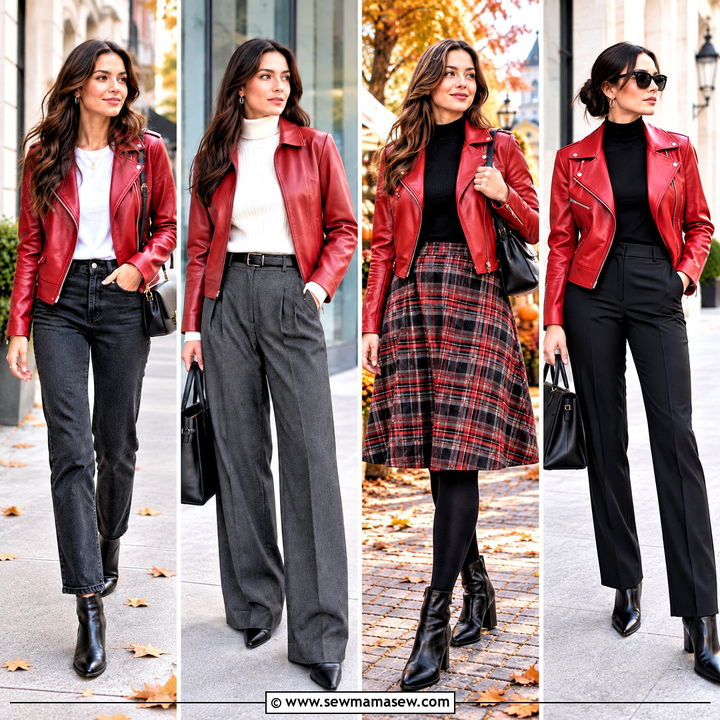 15 Autumn Outfits Red Leather Jacket: Bold Everyday Looks